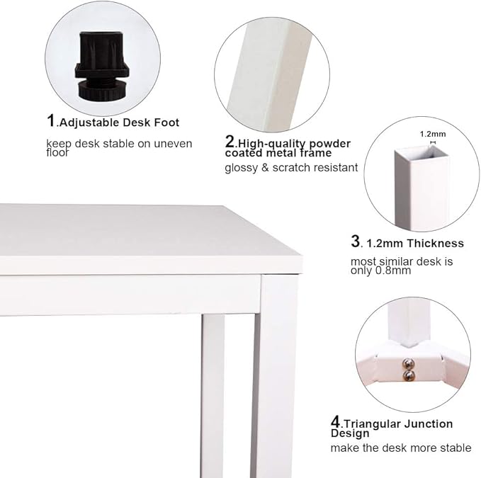 SogesGame Computer Desk, 55.1 inches Office Desk Computer Table Study Writing Desk Workstation for Home Office, White Dining Table - LeafyLoom