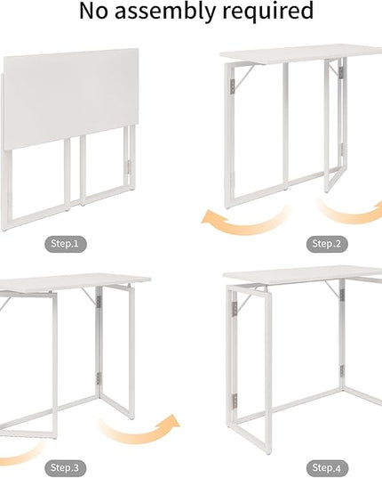 Folding Desk 30 Inch - Small Foldable Desk for Small Space Minimalist, Space Saving Collapsible Compact Desk Portable Table for Craft, Writing, Study and Work (No Assembly Required) - LeafyLoom
