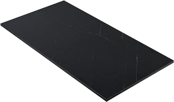 Kaboon Universal Tabletop 55"x27.5", Solid One-Piece Melamine Table Top, Double Desk L-Desk DIY, Home and Office Countertop, Cloud Atlas/Black Marble - LeafyLoom
