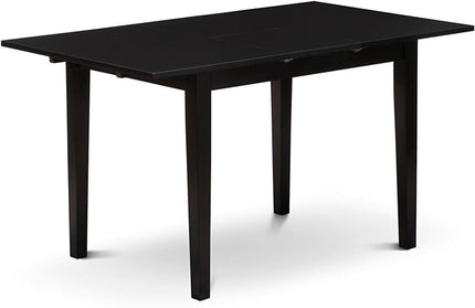 East West Furniture NONI3-BLK-C 3 Piece Modern Dining Table Set Contains a Rectangle Wooden Table with Butterfly Leaf and 2 Linen Fabric Upholstered Chairs, 32x54 Inch, Black - LeafyLoom