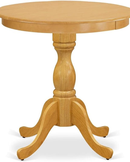 East West Furniture Eden 3 Piece Dining Set for Small Spaces Contains a Round Wooden Table with Pedestal and 2 Light Tan Linen Fabric Parson Chairs, 30x30 Inch, ESAB3-OAK-04 - LeafyLoom