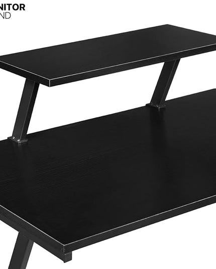 MoNiBloom L Shaped Gaming Desk Computer Corner Table with Metal Frame, L Desk Workstation for Home Office, Space-Saving, Black - LeafyLoom