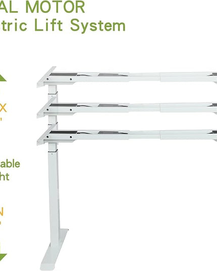 Radlove Dual Motor Height Adjustable Standing Desk Frame, Adjustable Desk Legs for 48'' to 70'' Desk Tops, Home Office Sit Stand Desk Base, Heavy Duty 265 lb Load Capacity for Home Office - LeafyLoom