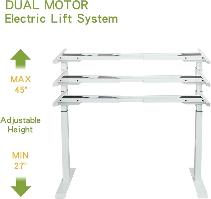 Radlove Dual Motor Height Adjustable Standing Desk Frame, Adjustable Desk Legs for 48'' to 70'' Desk Tops, Home Office Sit Stand Desk Base, Heavy Duty 265 lb Load Capacity for Home Office - LeafyLoom