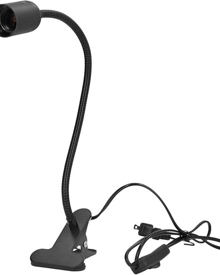 E27/E26 Clip Desk Lamp Light Socket, Desk Light Adapter Eye 360 ° Flexible Gooseneck Clip Light Bulb Holder for Desk Office Clamp Light Bulb Stand with On/Off Switch(#1) - LeafyLoom