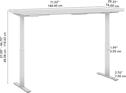 Bush Business Furniture Move 60 Series 72W x 30D Electric in Natural Elm with Black Base, Ergonomic Sit-Stand Computer Table for Home and Professional Office - LeafyLoom