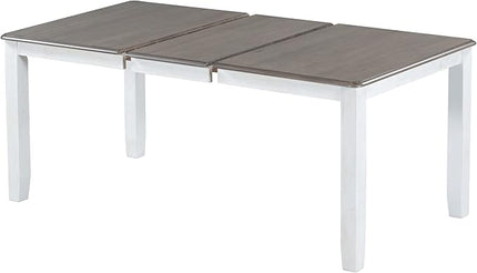 Kitchen Retro Style 7-Piece Dining Set with Extendable Table and 6 Upholstered Chairs, Brown+White - LeafyLoom