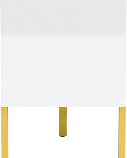 67" TV Stand with 2 Drawers and Cabinets, Modern Television Stands with Metal Legs and Handles for TVs up to 75 Inches, TV Console Table for Living room, White - LeafyLoom