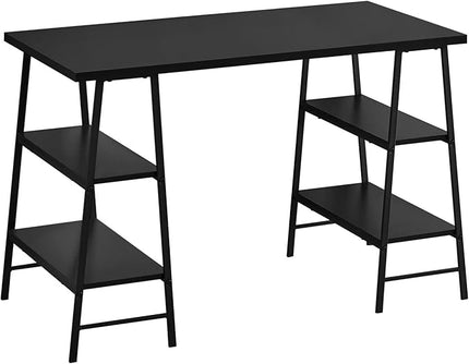 Monarch Specialties 7522 Computer Desk, Home Office, Laptop, Storage Shelves, 48" L, Work, Metal, Laminate, Black, Contemporary, Modern Desk-48, 47.25" L x 23.75" W x 30" H - LeafyLoom