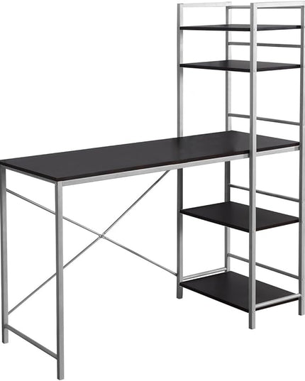 Monarch Specialties Study Workstation with 4 Bookshelves-Home & Office Computer Desk with 4 Tier, 48", Cappuccino - LeafyLoom