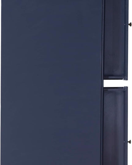 Linon Campaign Desk Navy with Gold Legs, Blue - LeafyLoom