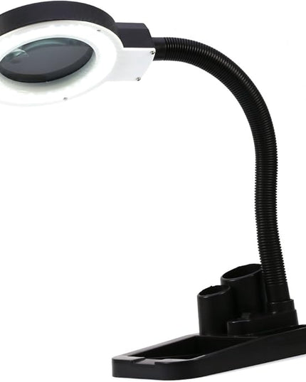 Magnifier with Light and Stand,Adjustable 40 LED Magnifying Desk Lamp Light Magnifier & Desk Lamp Illuminated Lighting 5X 10X Stand Magnifier Crafts Glass Tabletop Lamp with Pen Container - LeafyLoom