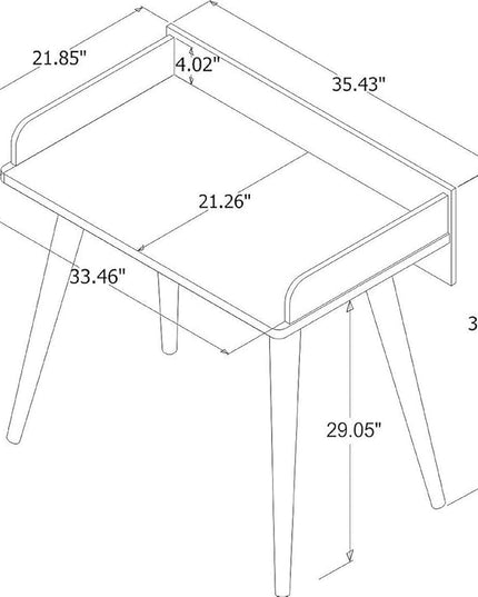 Manhattan Comfort Hampton Mid Century Modern Home Office Computer Desk Table, 35.43, White - LeafyLoom