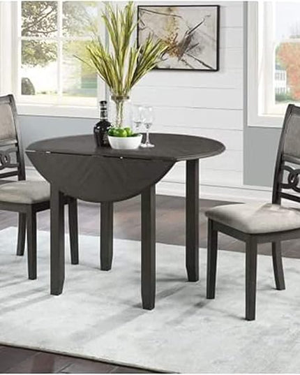 New Classic Furniture Gia Drop Leaf Dining Table with Two Chairs, 42-Inch, Gray - LeafyLoom