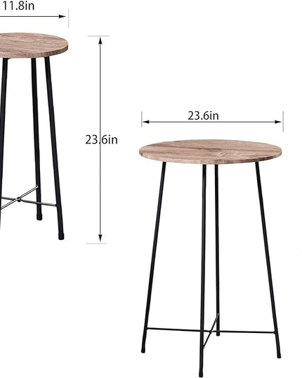VECELO Small Bar Table and Chairs, Round Bistro Sets with 2 barstools, 3-Piece Pub Dining Furniture, Counter Height Wood Top for Breakfast Dinner Coffee Nap Conference, Easy Assembly,Maple - LeafyLoom