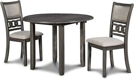 New Classic Furniture Gia Drop Leaf Dining Table with Two Chairs, 42-Inch, Gray - LeafyLoom