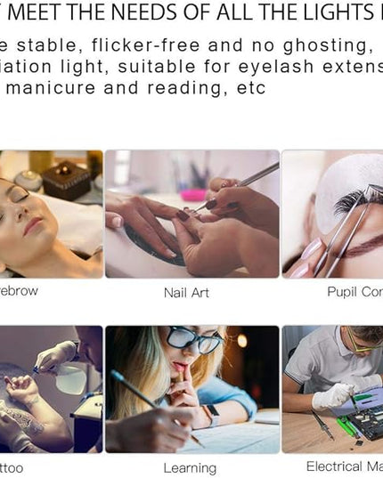 Desk Lamp, Adjustable Light Color and USB Tattoo Beauty Lamp with Clip, 2.5X Magnifier Feature for Tattoo Eyebrow Eyelash Extension and Reading - LeafyLoom