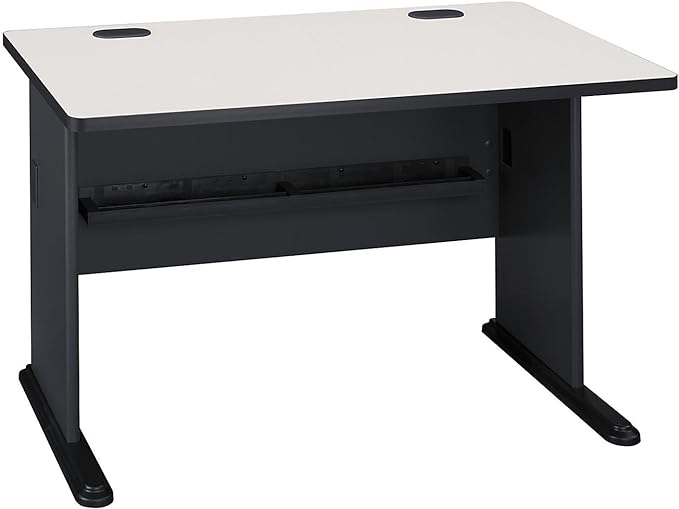 Bush Business Furniture Series A 48W Computer Desk in White Spectrum and Slate, Small Office Table for Home or Professional Workspace - LeafyLoom