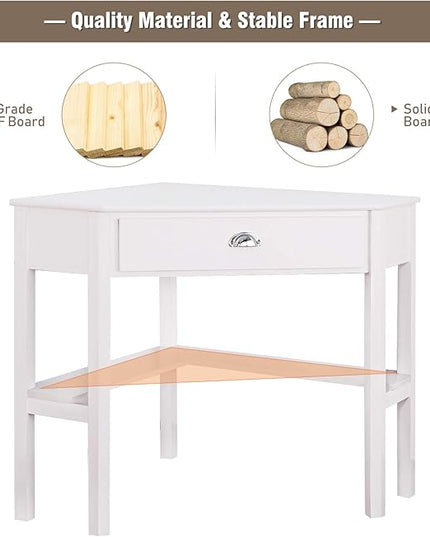 Giantex with One Drawer and One Storage Shelf, White Finish - LeafyLoom