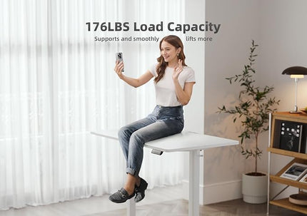 Electric Standing Desk, Adjustable Height Stand up Desk, 63x24 Inches Sit Stand Home Office Desk with Splice Board,White Top - LeafyLoom