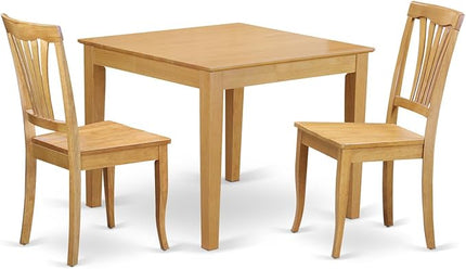 East West Furniture Oxford 3 Piece Kitchen Set Contains a Square Table and 2 Dining Room Chairs, 36x36 Inch, OXAV3-OAK-W - LeafyLoom