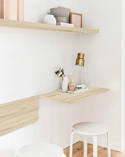 Kaboon Universal Tabletop 40"x18", Solid One-Piece Melamine Table Top, Double Desk L-Desk Floating Desk DIY, Home and Office Countertop, Oak - LeafyLoom