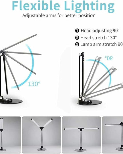 LED Desk Lamp Dimmable Table Lamp, LED Desk Lighting with USB Charging Port, 10W Foldable Rotatable Desk Lights, Touch Control Adjustable Office Lamp with Adapter for Reading - LeafyLoom