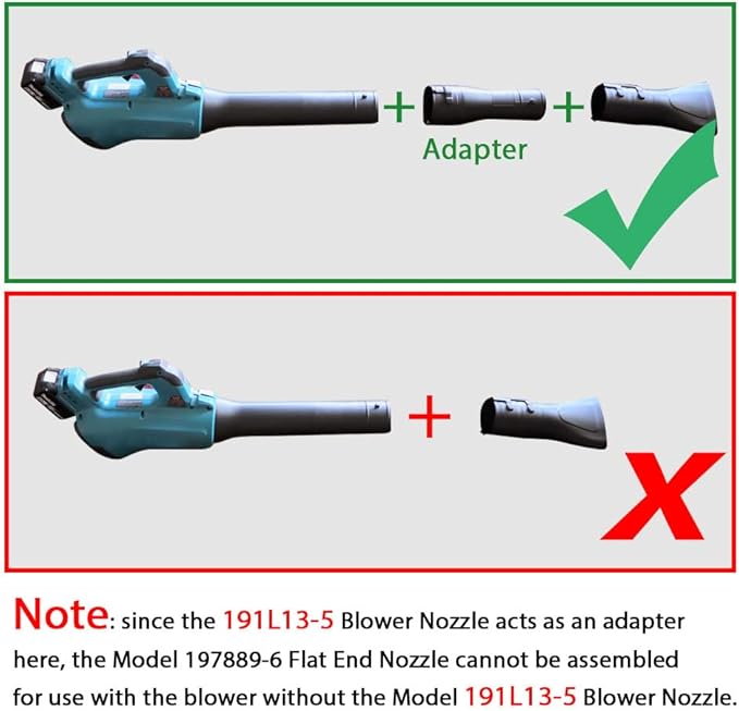 191L13-5 191B21-6 Blower Nozzle and 197889-6 Flat End Nozzle Compatible with Makita X2 36V hand held Blower, use for XBU02Z - one-click installation (GROUP) - LeafyLoom
