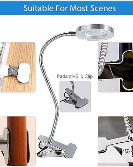 Desk Lamp, Adjustable Light Color and USB Tattoo Beauty Lamp with Clip, 2.5X Magnifier Feature for Tattoo Eyebrow Eyelash Extension and Reading - LeafyLoom