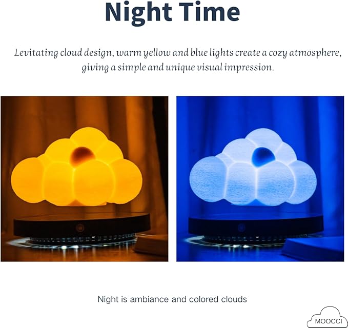 Levitating Cloud Lamp, Magnetic Floating Cloud LED Light Desk Lamp Table lamp Night Light,Unique Gifts Christmas Room Home Office Decor (Cloud Lamp) - LeafyLoom