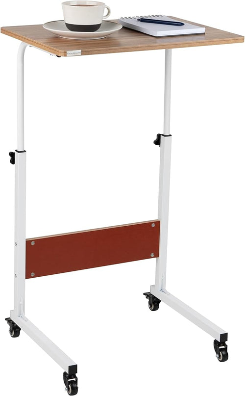 Mind Reader Woodland Collection, Mobile Sit/Stand Laptop Desk Adjustable, Lockable Casters, Portable, 21.75" L x 15.75" W x 33" H, Medium, Brown - LeafyLoom