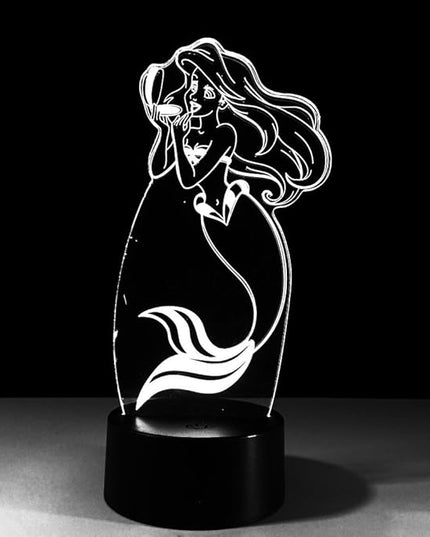 Little Mermaid 3D Optical Desk Lamp Night Light LED Lamp 7 Colors Change Table Light with USB Cable for Home Decoration Household Accessories,Princess Birthday Christmas Gift for Kids or Adult - LeafyLoom