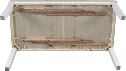 Kitchen Retro Style 7-Piece Dining Set with Extendable Table and 6 Upholstered Chairs, Brown+White - LeafyLoom