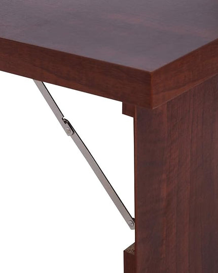 HOMCOM Compact Fold Out Wall Mounted Convertible Desk with Storage, Mahogany - LeafyLoom