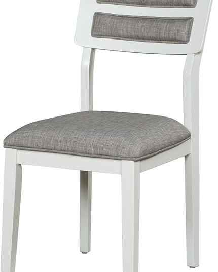 Kitchen Classic and Traditional Style 6-Piece Set, includes Dining Table, 4 Upholstered Chairs & Bench, White+Gray - LeafyLoom