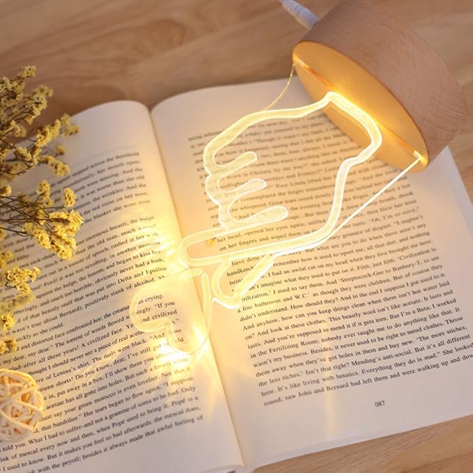 OSALADI Finger Heart Night Light, 3D Pattern Desk Table Lamp USB Charging, Acrylic Button Desk Lamp for Living Room Home Bedroom - LeafyLoom