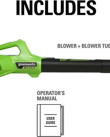 Greenworks 24V (90 MPH / 320 CFM / 125+ Compatible Tools) Cordless Axial Leaf Blower, Tool Only - LeafyLoom