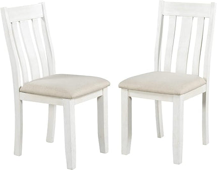 Kitchen Retro Style 7-Piece Dining Set with Extendable Table and 6 Upholstered Chairs, Brown+White - LeafyLoom