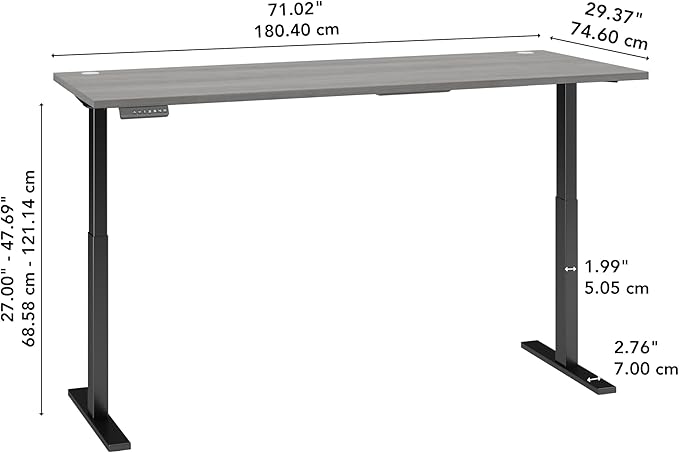 Bush Business Furniture Move 60 Electric Ergonomic Sit-Stand Computer Table for Home and Professional Office, 72W x 30D, Platinum Gray - LeafyLoom