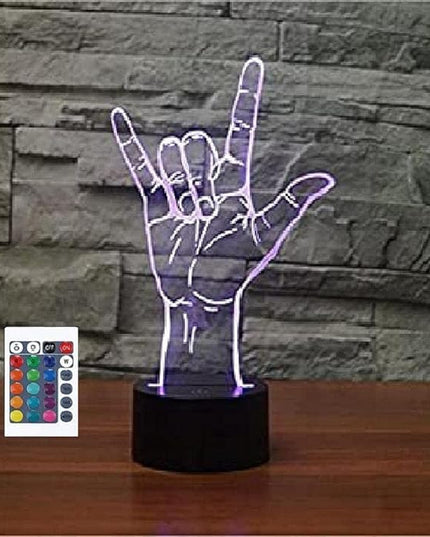 FXUS 3D I Love You Sign Night Light Powered Remote Control Touch 16 Color Change LED Table Desk Lamp Home Decoration Toy Birthday Xmas Kid Children Gift - LeafyLoom