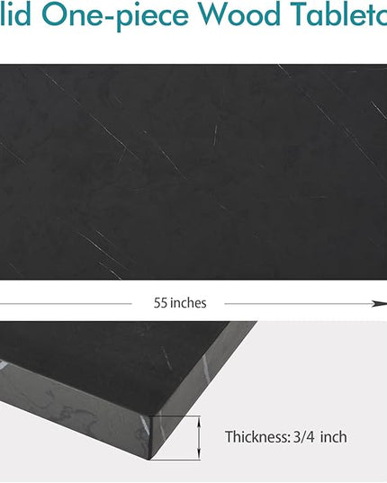 Kaboon Universal Tabletop 55"x23.62" Solid One-Piece Melamine Table Top, Double Desk L-Desk DIY, Home and Office Countertop,Cloud Atlas/Black Marble - LeafyLoom