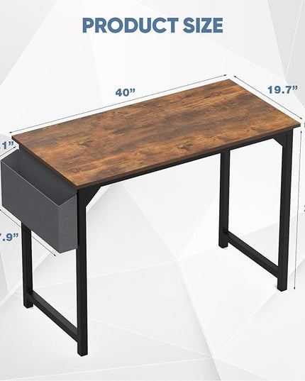 Office Desk Modern Simple Style Writing Study Work Computer Table for Home Bedroom, 40 Inch, Rustic Brown - LeafyLoom