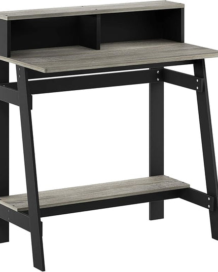 Furinno Simplistic A Frame Computer Desk, Black/French Oak Grey - LeafyLoom