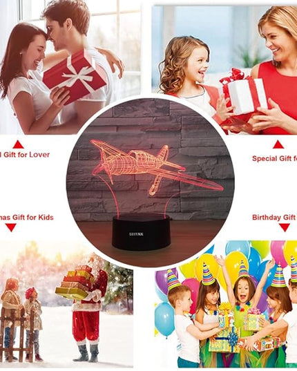 Visual 3D Night light Desk Lamp Plane Aircraft Airplain toys Table decoration household accessories Kids gift boys festival - LeafyLoom