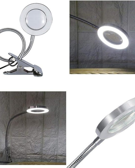 Desk Lamp, Adjustable Light Color and USB Tattoo Beauty Lamp with Clip, 2.5X Magnifier Feature for Tattoo Eyebrow Eyelash Extension and Reading - LeafyLoom