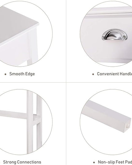 Giantex with One Drawer and One Storage Shelf, White Finish - LeafyLoom