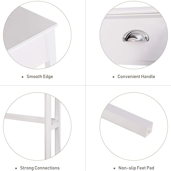 Giantex with One Drawer and One Storage Shelf, White Finish - LeafyLoom
