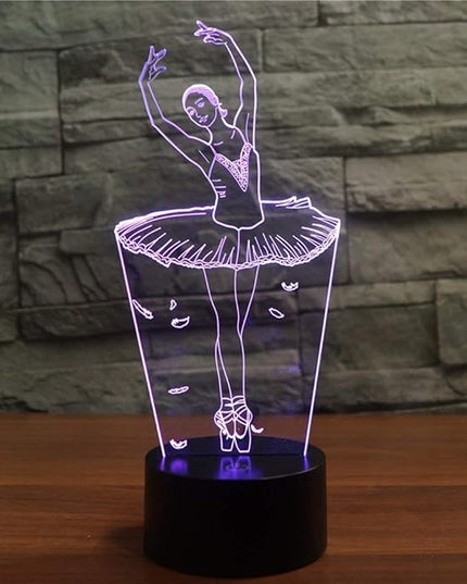 FXUS 3D Ballet Dancer Girl Lamp Night Light 16 Color Change LED Remote Control Table Desk Lamp Home Decoration Toy Birthday Xmas Kid Children Gift - LeafyLoom