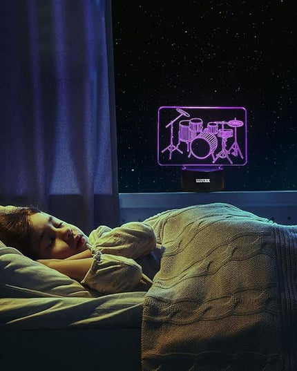 Visual 3D Night light Lamp Drum toys Desk Lamp Table decoration household accessories Kids gift boys festival for music lovers - LeafyLoom