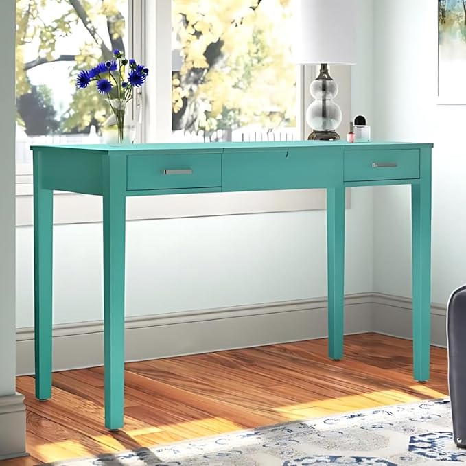 Hives & Honey Parsons Writing Vanity Computer Desk Office Furniture - Turquoise - LeafyLoom